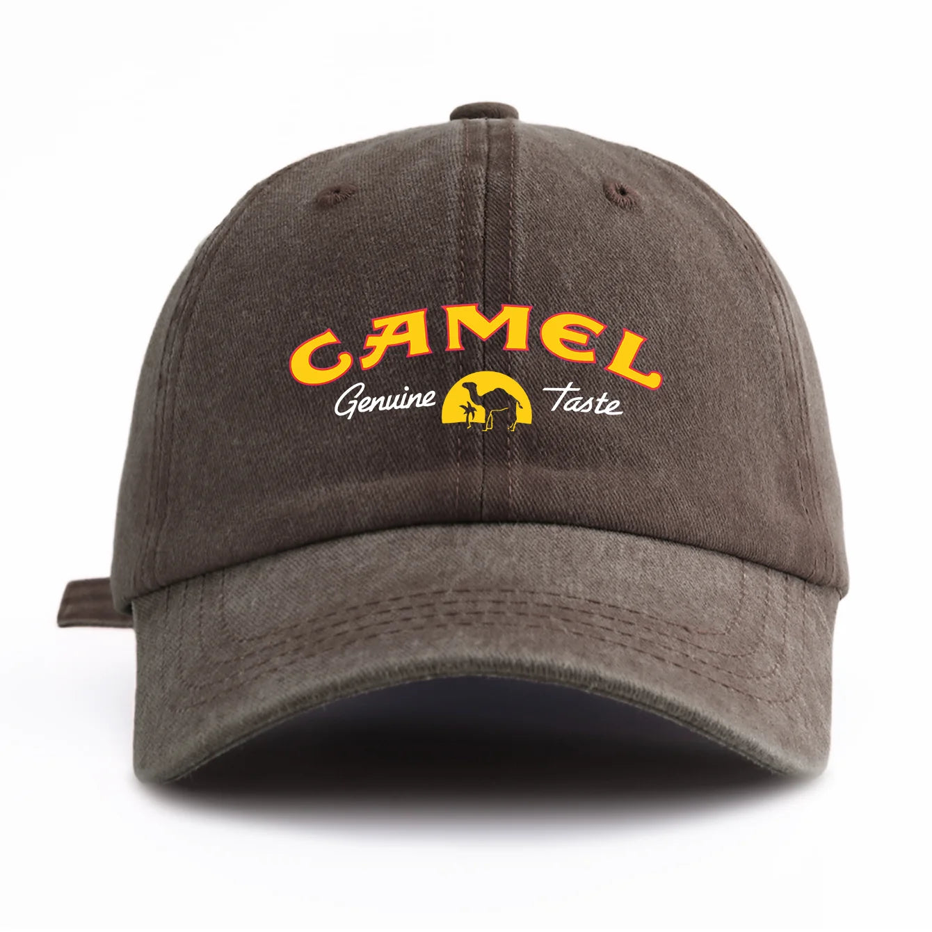Camel Print Washed Baseball Cap For Adults, Minimalist Retro Style Casual Soft