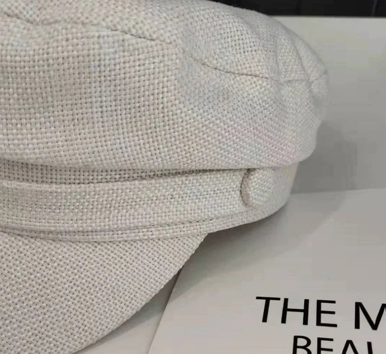 Japanese Style Cotton Linen Navy Beret Hat - Summer Women's Fashion