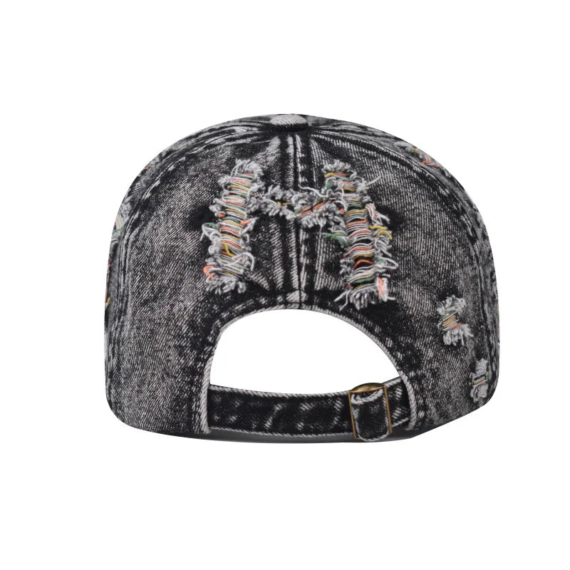 Spring Autumn Wash Denim Cap Hip Hop Fitted Cap