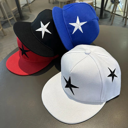 Men's Five-pointed Star Embroidery Tide All-match Flat Brim Baseball Cap