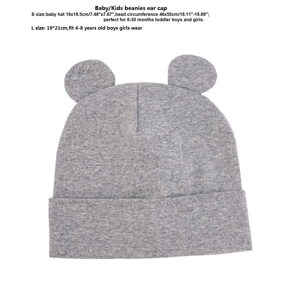 Baby Beanie Hat With Bear Ears Solid Color Baby Hats