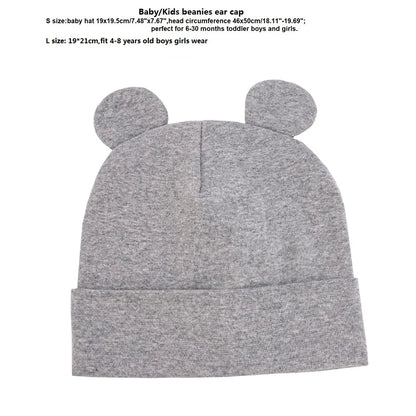 Baby Beanie Hat With Bear Ears Solid Color Baby Hats