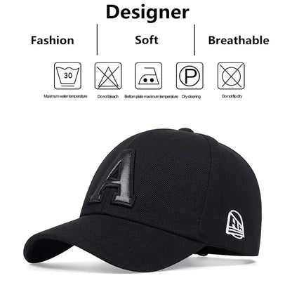 Unisex A Letter Leather Label Embroidery Snapback Baseball Caps Outdoor Adjustable Casual Hats Sunscreen Hat