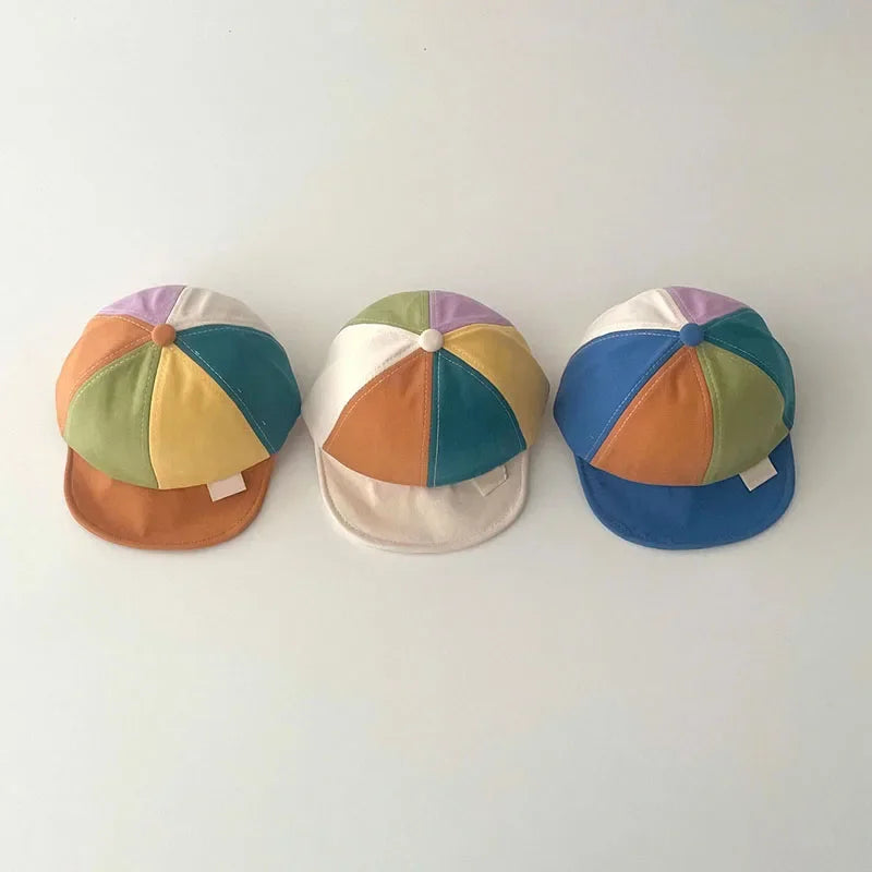 Fashion Rainbow Baby Peaked Cap Color Block Kids Duck Tongue Hat