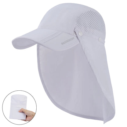 UPF 50+ Foldable Fishing Hat Baseball Cap With Removable Neck Flap Portable