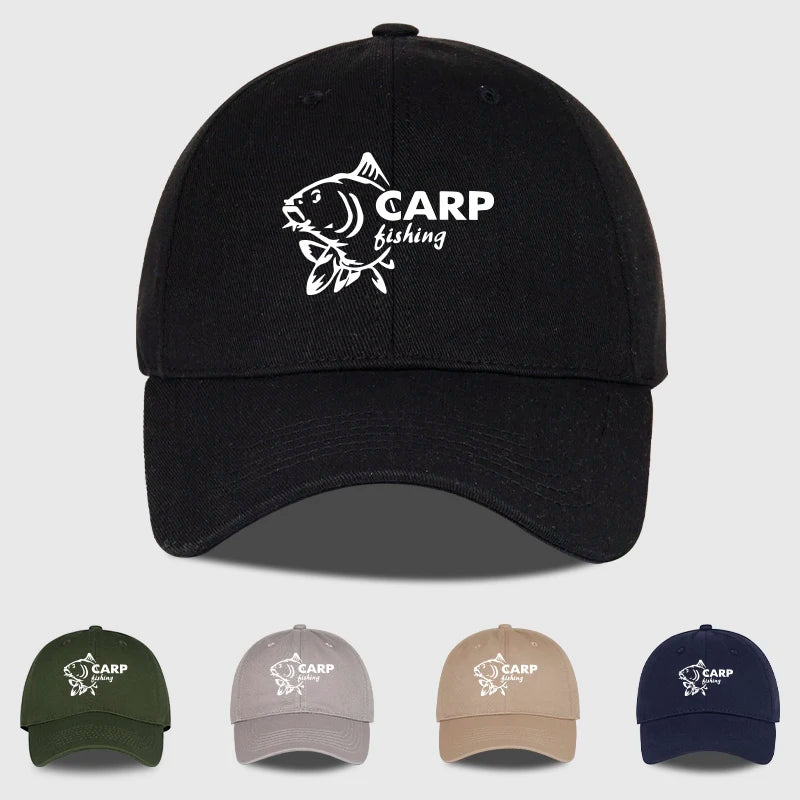 Carp Fishing Print Baseball Cap Adjustable Curved Brim Dad Hat For Men Outdoor Fishing Casual Activities