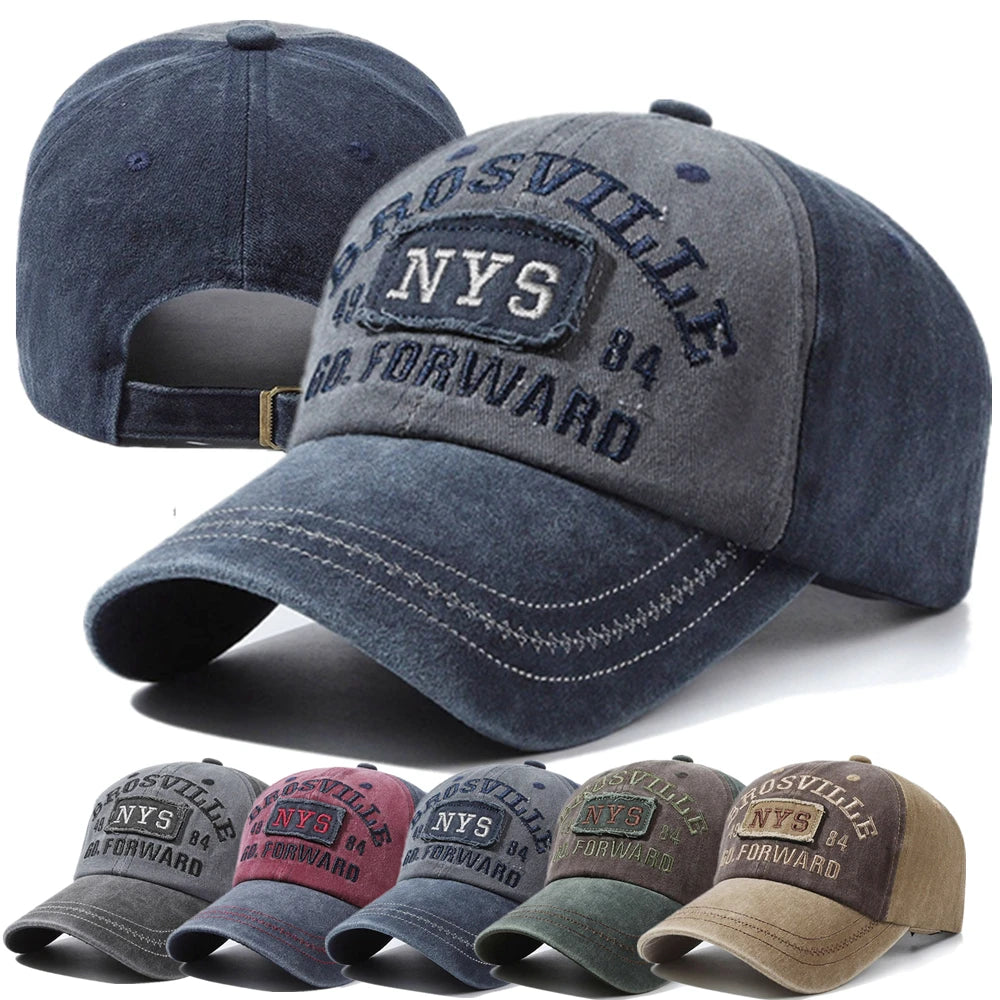Unisex Washed Cotton Cap Letter Embroidery Baseball Cap For Men Women