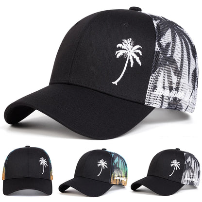 Unisex Coconut Tree Embroidery Baseball Net Caps Spring and Summer
