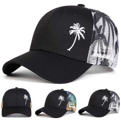 Unisex Coconut Tree Embroidery Baseball Net Caps Spring and Summer