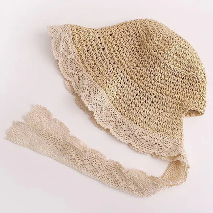 Fashion Lace Baby Hat Summer Straw Bow Baby Girl Cap