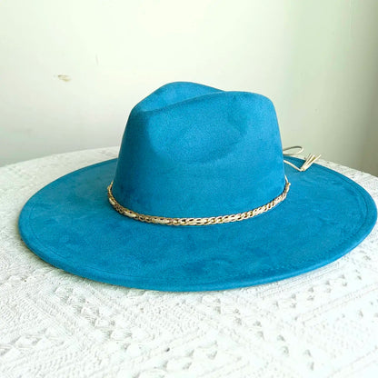 New Free People Rancher Suede Wide Brim Hat Felt Jazz Hat, Classic Church Hat