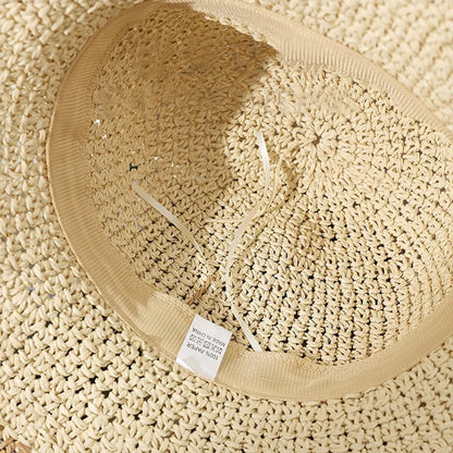 Fashion Wavy Brim Beach Straw Hat Summer Women Foldable Visor Bucket Hat
