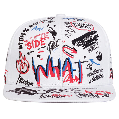 Unisex WHAT Graffiti Print Hip Hop Hats Fashion Spring Autumn Outdoor Adjustable Casual Sunscreen Hat