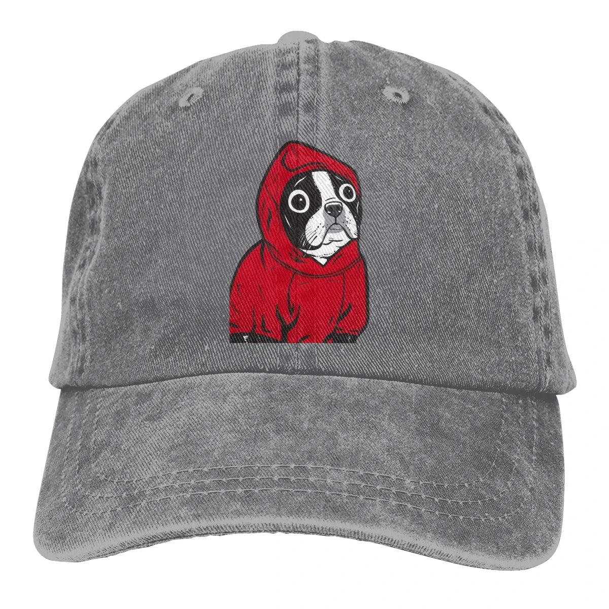 Boston Terrier In A Red Hoodie Baseball Caps