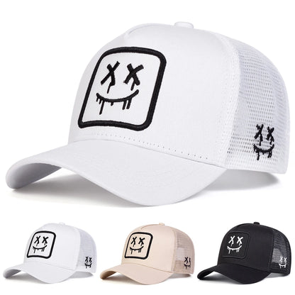 Unisex XX Smiling Face Embroidery Baseball Net Caps Spring and Summer