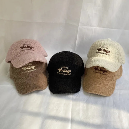 Letter Embroidery Autumn Winter Baseball Caps for Women