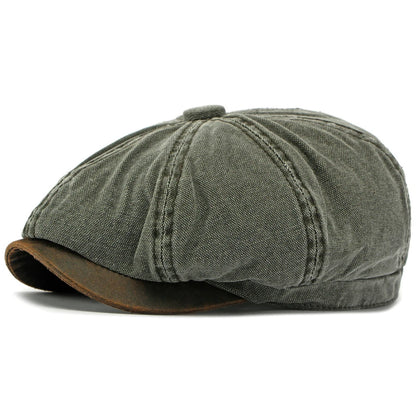 Women Retro Washed Cotton Octagonal Beret Hat