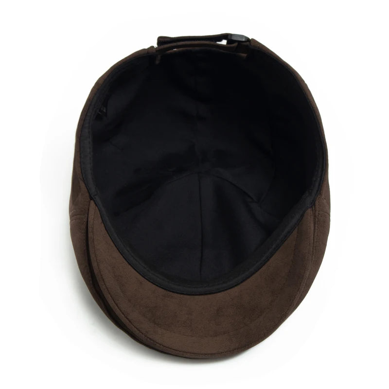 New PU Imitation Leather Newsboy Cap Fashion Vintage Men Women Berets