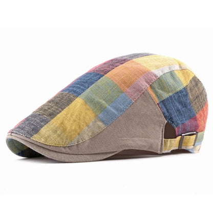 Unisex Colorful Plaid Berets Thin Soft Newsboy Caps