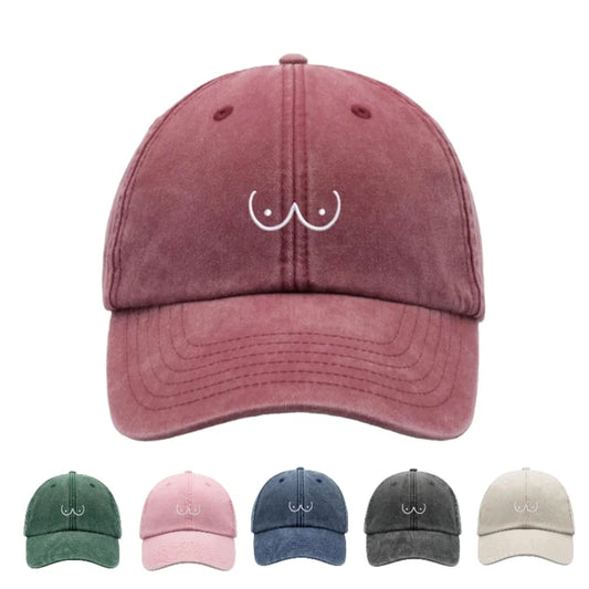 1pc Boobs Cartoon Baseball Caps for Women,Vintage Washed Funny