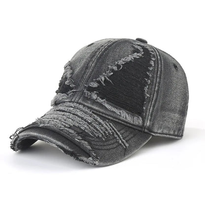 Men's And Women's Ripped Frayed Washed Denim Baseball Cap