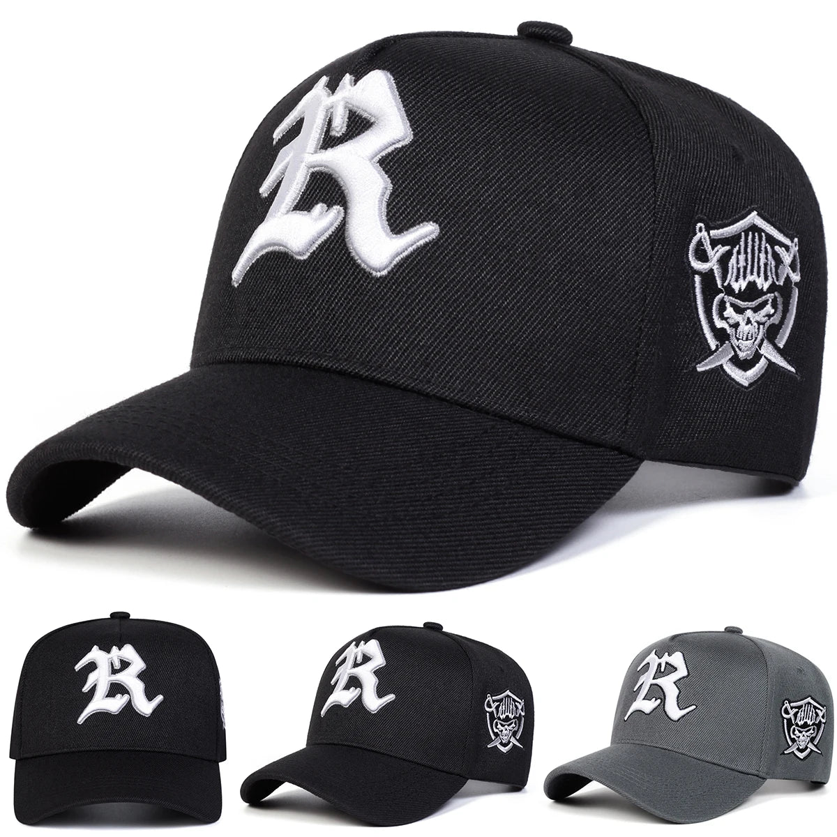 Unisex R Letter Embroidery Baseball Caps Spring Autumn Outdoor