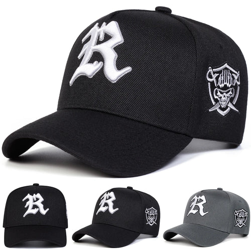 Unisex R Letter Embroidery Baseball Caps Spring Autumn Outdoor