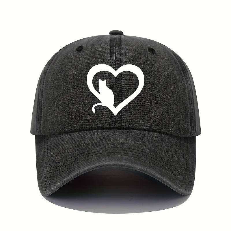Kitten Print Baseball Cap Retro Lightweight Washed Hat women's for All Seasons