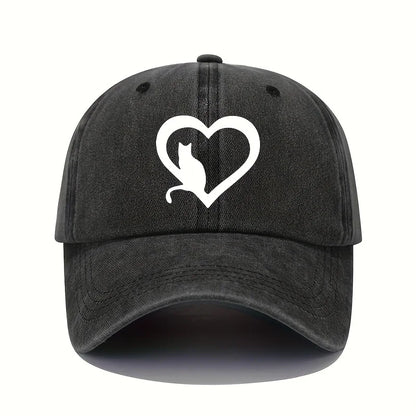 Kitten Print Baseball Cap Retro Lightweight Washed Hat women's for All Seasons