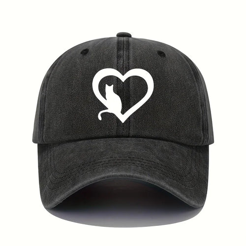 Kitten Print Baseball Cap Retro Lightweight Washed Hat women's for All Seasons