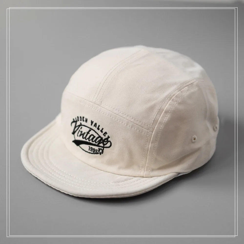Casual Short Brim Baseball Cap 5-Panel Breathable Flat-Brimmed Sun Cap