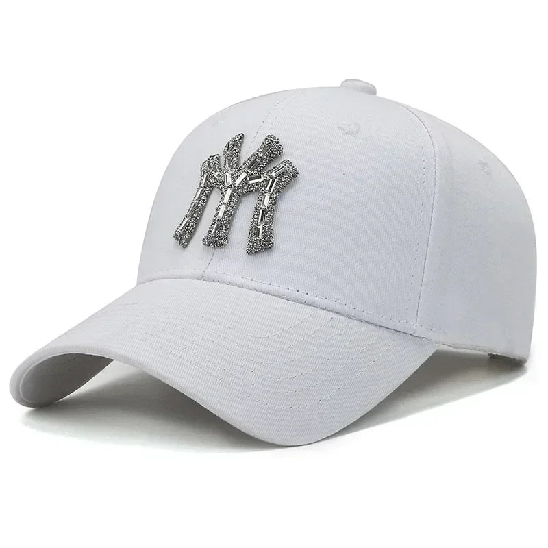 Women Cotton Solid Color Baseball Cap Men Classic Retro Diamond Letters