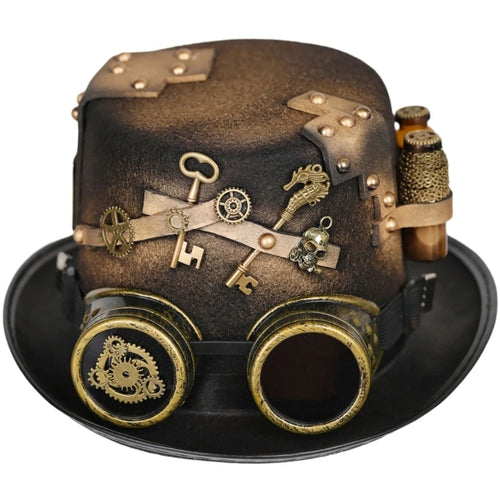 Steampunk Top Hat With Goggles Steampunk Bowler Top Hat