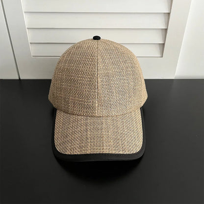 Straw Woven Baseball Cap Men Women Summer Breathable Peaked Sun Hat
