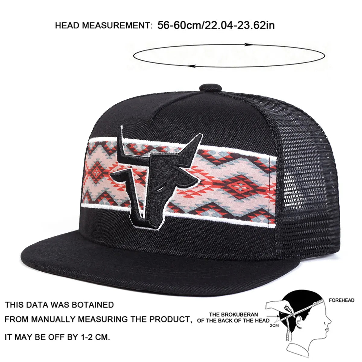Unisex Personalized Bull Head Embroidery Hip-hop Net Hats Spring Summer