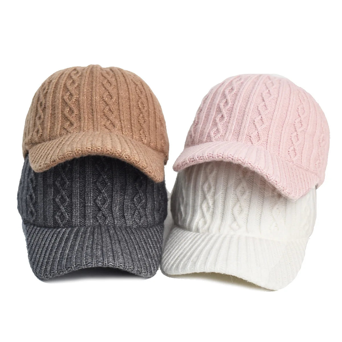 Autumn and Winter Knitted Wool Baseball Cap Korean Style Warm Solid Color Plain Duckbill Cap Versatile Fashionable