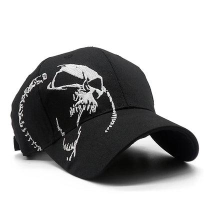 Embroidered Skull Cap For Men Cotton Sports Baseball Caps Fashion Black Pattern