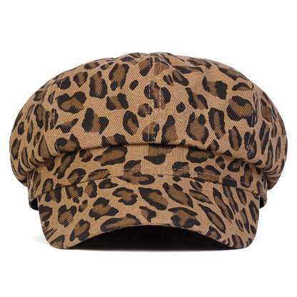 Unisex Leopard Print Personality Newsboy Hat