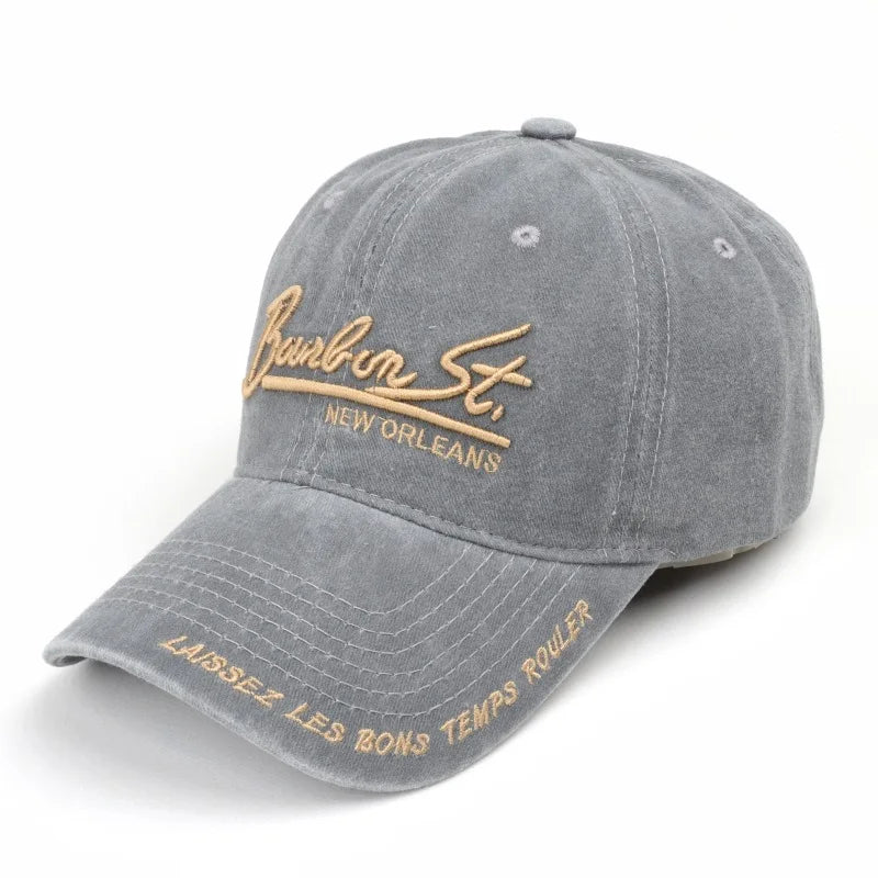 Unisex Washed Denim Baseball Caps Letter Embroidery Kpop Cotton Cap