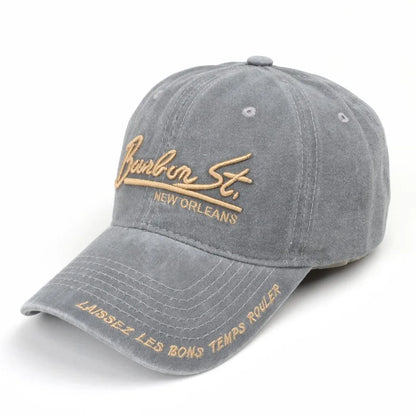 Unisex Washed Denim Baseball Caps Letter Embroidery Kpop Cotton Cap
