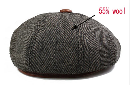 Men Street Bonnet 55% Wool Beret Sheepskin Camel/Grey Male Thin Hats