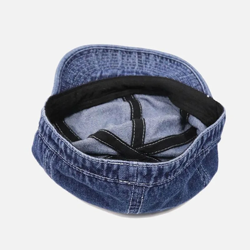 Short Brim Full Closed Soft Top Denim Fitted Caps Hats
