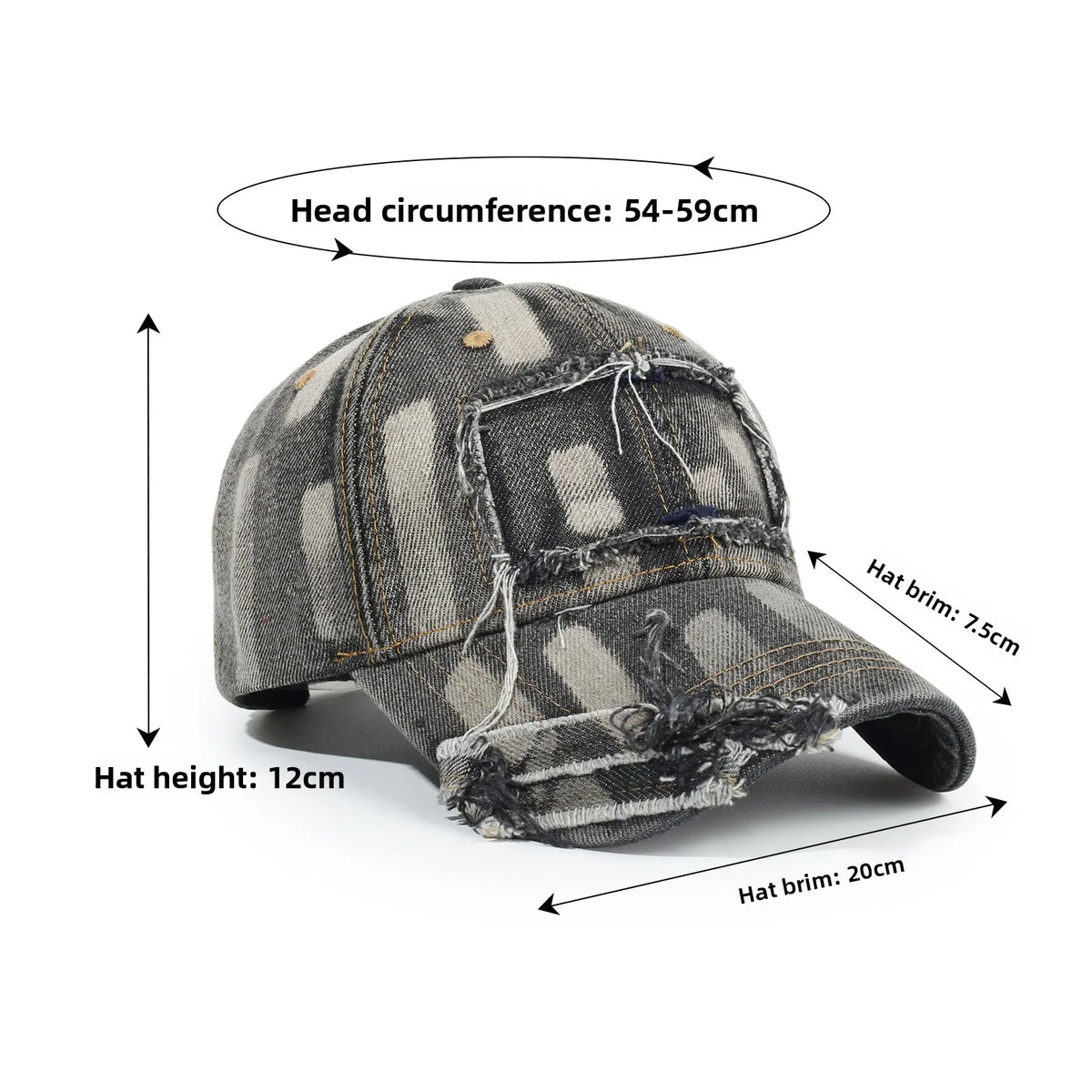 Vintage Denim Distressed Baseball Cap Unisex Sun Protection Outdoor