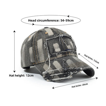 Vintage Denim Distressed Baseball Cap Unisex Sun Protection Outdoor