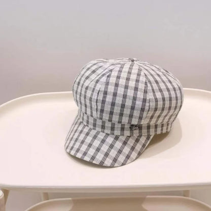 2026 New Vintage Plaid Octagonal Beret Hat Women