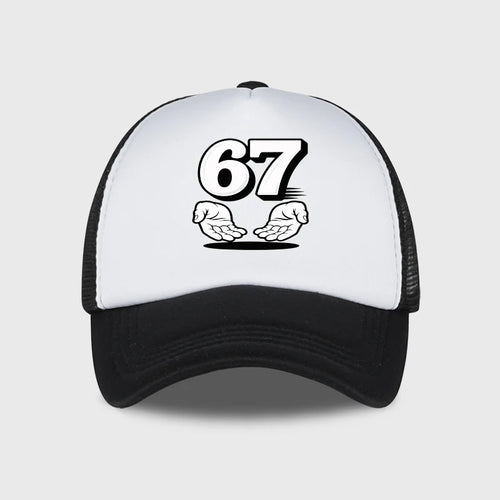 Number 67 Cartoon Handprint Sponge Mesh Cap baseball Caps