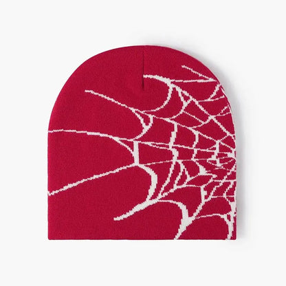 Spider Web Pattern Jacquard Knit Hat