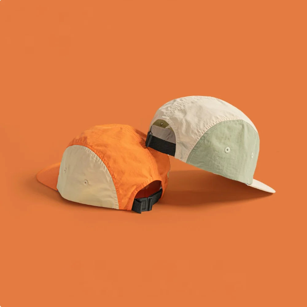 5 Panel Baseball Cap Flat Brim Nylon Mesh Waterproof Embroidery Letter Hat