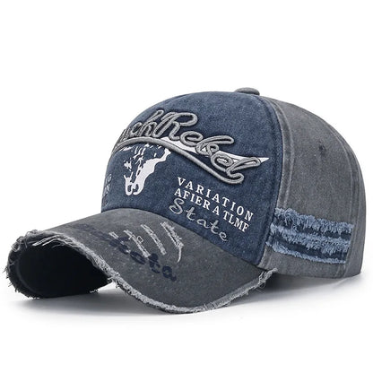 Four Seasons Baseball Cap Casual Wash Embroidered Cap Curved Brim Bowler Sun Hat Vintage distressed