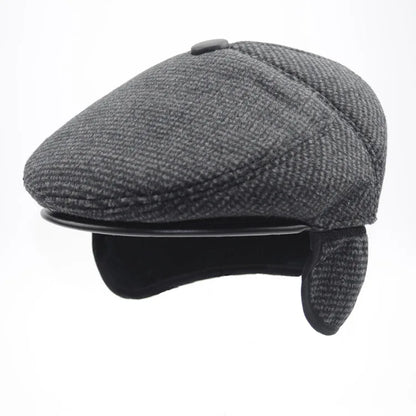 Men Middle-Aged Solid Hat Autumn And Winter Hats Warm Ear Protectors Senior Hat